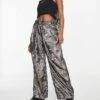 Free People Wide Leg Trousers In Metallic Gunmetal Grey For Women Gunmetal Combo