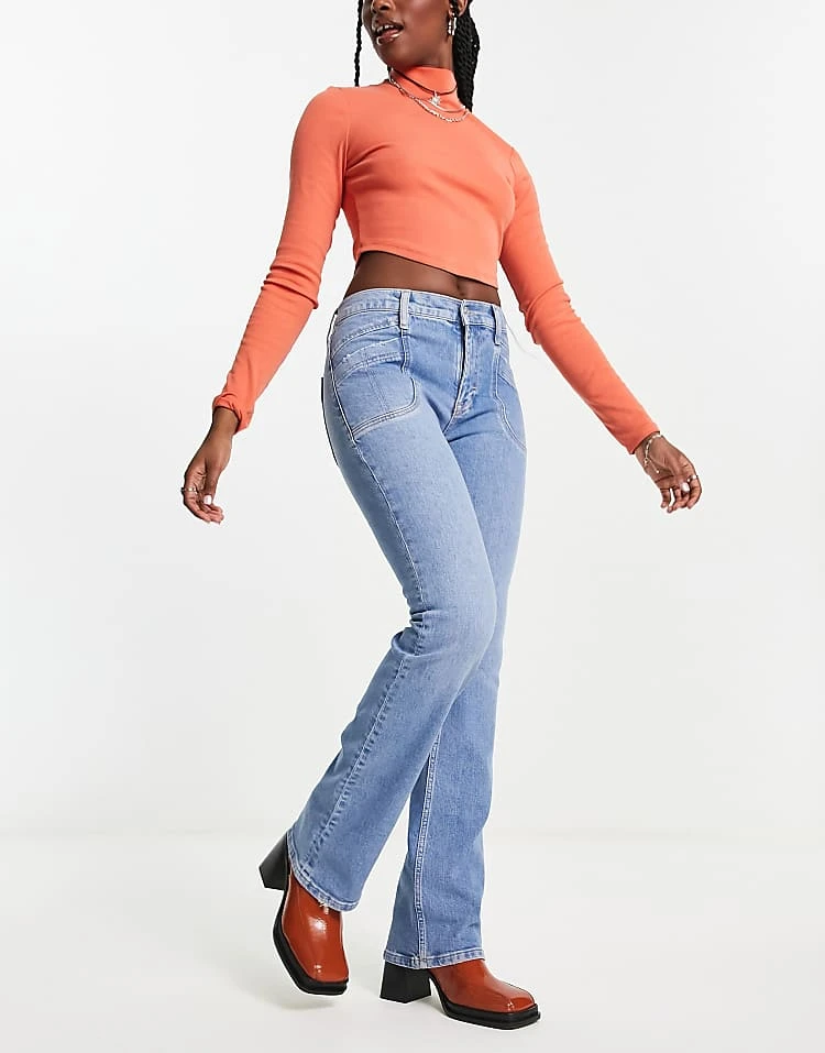 Free People Low Rise Slim Boot Cut Jean In Light Blue For Women Too Cool Blue - Image 2