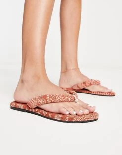 Free People Es Vedra Printed Fabric Sandal In Terracotta For Women