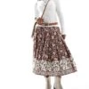 Free People Batik Print Vintage Look Midi Skirt In Chocolate For Women Chocolate Combo
