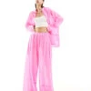 Free People Sheer Gauzey Oversized Trousers Co-ord In Bright Pink For Women Neon Pink