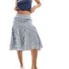 Free People Awkward Length Godet Skirt In Blue Stripe For Women Summer Stripe