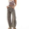 Free People Barrel Leg Balloon Jeans In Vintage Grey For Women Archive Grey