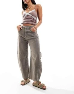 Free People Barrel Leg Balloon Jeans In Vintage Grey For Women Archive Grey