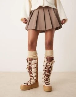 Free People Stitch Detail Shearling Mukluk Boots In Vintage Tan For Women Vintage Tan Combo