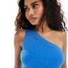 Free People Ribbed One Shoulder Top In Cobalt Blue For Women Campanula Blue