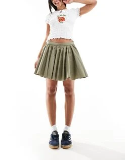 Free People Poplin Swingy Mini Skirt In Khaki For Women Ive League