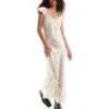 Free People Ditsy Print V-neck Maxi Dress In Cream For Women Cream Combo