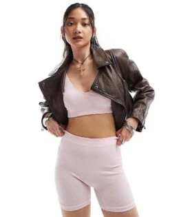 Free People Seamless Shorts In Baby Pink For Women Ballerina Pink