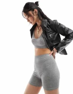 Free People Seamless Shorts In Grey For Women Heather Grey