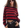 Free People Slash Neck Striped Jumper In Multi For Women Red Combo