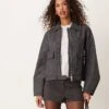 Free People Winnie Faux Leather Motor Jacket In Charcoal For Women Charcoal Combo