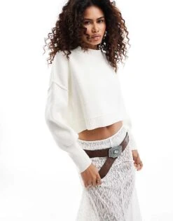Free People Easy Street Cropped Pullover In Ivory For Women Moonglow