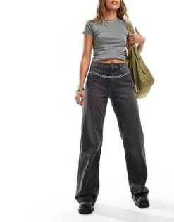 Free People Tinsley High-rise Baggy Straight Leg Jeans In Black For Women Blowout Black