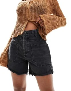 Free People Palmer Classic Denim Shorts In Washed Black For Women