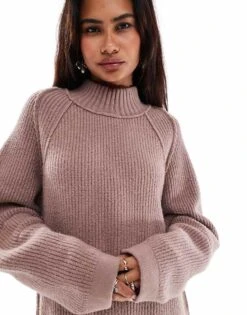 Free People High Neck Oversized Soft Jumper In Antler Brown For Women