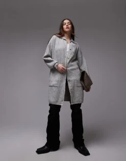 Free People Oversized Longline Button Detail Cardigan In Soft Grey For Women Sandstorm