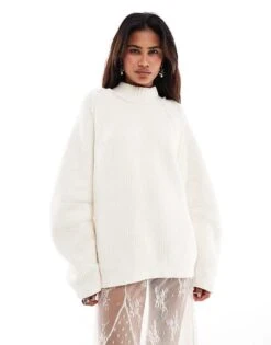 Free People High Neck Oversized Soft Jumper In Coconut Milk For Women