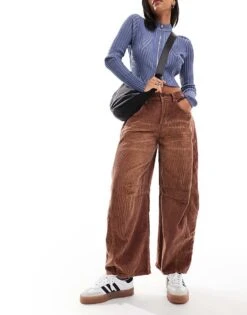 Free People Good Luck Barrel Leg Cord Jeans In Washed Tan For Women Emperador