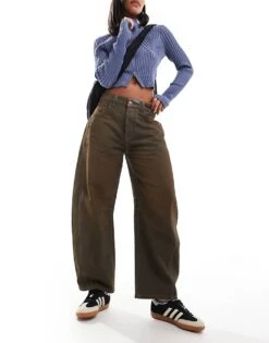 Free People Good Luck Coated Barrel Leg Jeans In Brown For Women New Moon