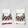 Free People Fluffy Fairisle Pop-top Mittens In Ivory For Women
