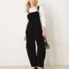 Free People Relaxed Cord Dungarees In Black For Women