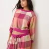 Free People Plaid Flannel Pyjama Top Co-ord In Pink Multi For Women Warm Combo