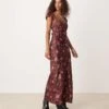 Free People Butterfly Babe Floral Print Satin Midaxi Dress In Brown For Women