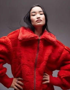 Free People Cozy Oversized Fleece Cardigan In Red For Women High Risk Red