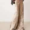 Free People Crinkle Velvet Pleated Wide Leg Trousers In Cream For Women