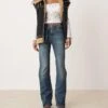 Free People Sabine Relaxed Straight Leg Belted Jeans In Mid Wash Blue For Women Hibernate