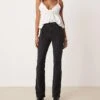 Free People Sabine Relaxed Straight Leg Belted Jeans In Washed Black For Women Smokeshow