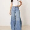 Free People Eden Baggy Wide Leg Jeans In Mid-wash Blue For Women Homefree