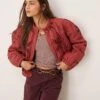 Free People Quinn Quilted Patchwork Jacket In Marsala For Women