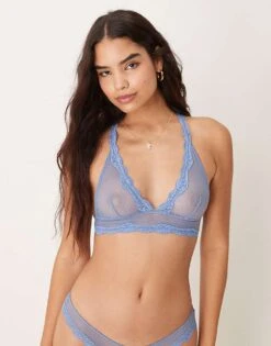 Free People Midweek Longline Bra Co-ord In Harbour Blue For Women Quiet Harbour
