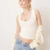 Free People Clean Slate Ribbed Tank Top In Ecru For Women