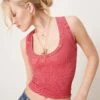 Free People Clean Slate Ribbed Tank Top In Red For Women Red Dahlia