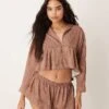 Free People Polka Dot Satin Pyjama Set In Brown For Women Chocolate Combo