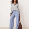 Free People Wide Leg Lounge Trousers In Harbour Blue For Women Quiet Harbor