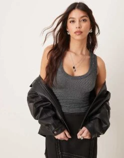 Free People Clean Slate Ribbed Tank Top In Black For Women