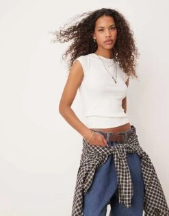 Free People Ribbed Raglan Baby T-shirt In Ivory For Women