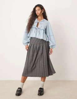 Free People Denim Tie-front Blouse In Light Wash Blue For Women Light Tint Wash