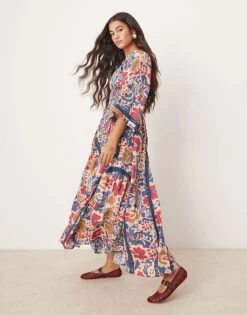 Free People Bold Bloom Printed Midaxi Dress In Multi For Women Vintage Indigo