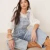 Free People Good Luck Denim Overalls In Going Steady Blue For Women