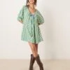 Free People Striped Oversized Romper In Green For Women Green Combo
