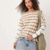 Free People Striped Oversized Long Sleeve T-shirt In Neutral For Women Neutral Combo