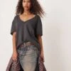 Free People Nina Slouchy Oversized T-shirt In Black For Women