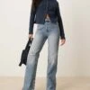 Free People Holly Bootcut Distressed Knee Jeans In Cambridge Blue For Women