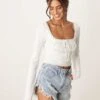 Free People Smocked Long Sleeve Blouse In Ivory For Women Clean Ivory