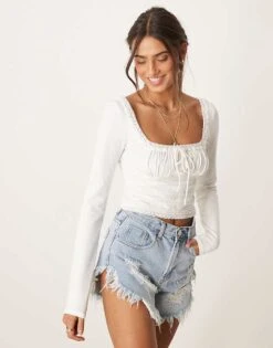 Free People Smocked Long Sleeve Blouse In Ivory For Women Clean Ivory